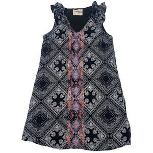 Savanna Jane Geometric Bandana Print Embroidered Sleeveless Dress Size Small